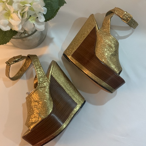 DOLCE VITA Camryn Dark Gold Ankle Strap Platform Wedge Sandal - Picture 5 of 14
